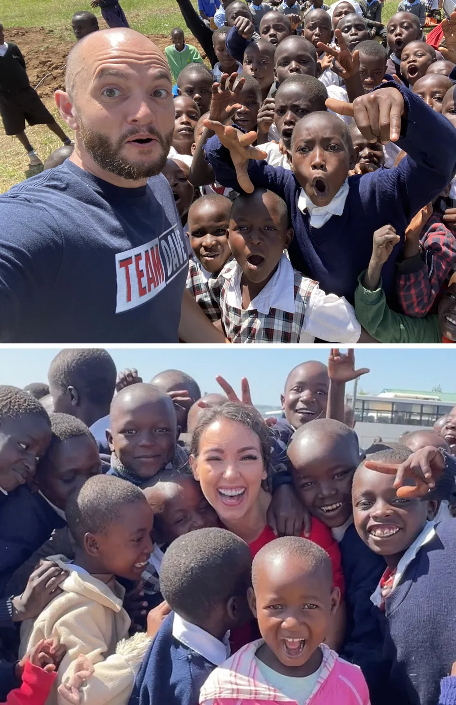 Steve and Marley with students in Kenya