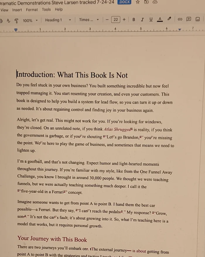 Steve's 120,000-word draft, the day he deleted it